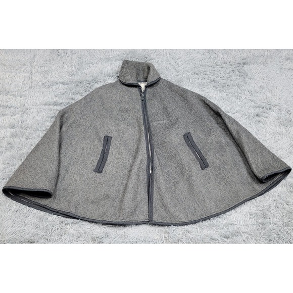 VTG Astro Wool Cape Jacket Adult OS Oversized Gray Full‎ Zip Up Colllared Casual